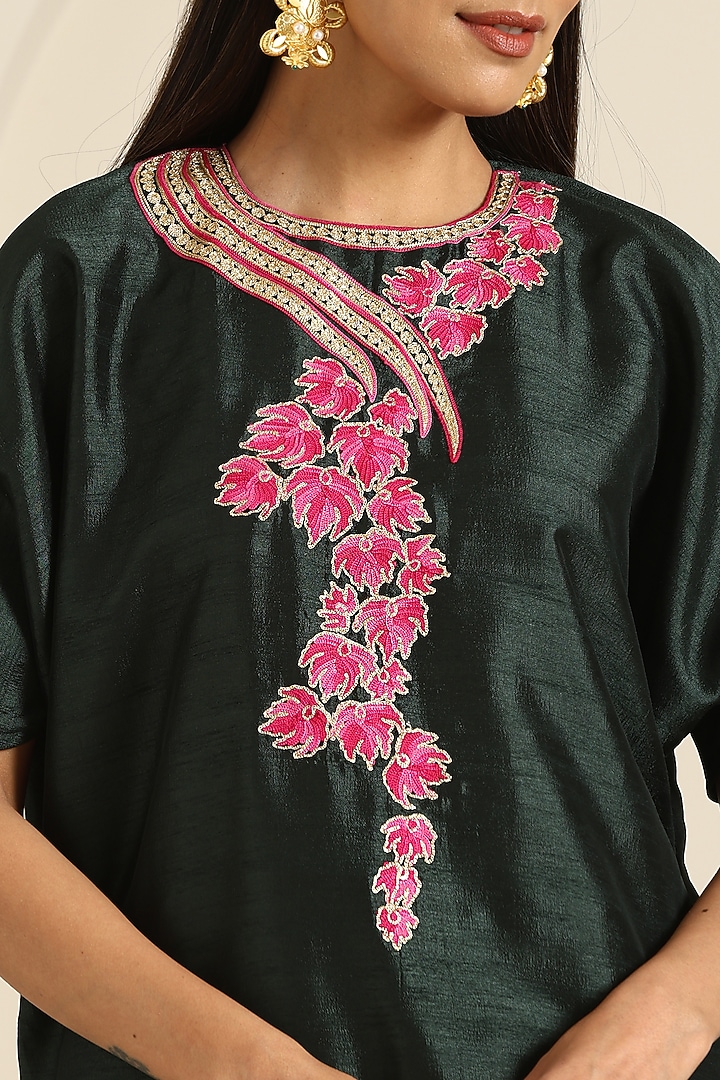 Hot Pink Brocade Flared Pant Set by Wazir C at Pernia's Pop Up Shop