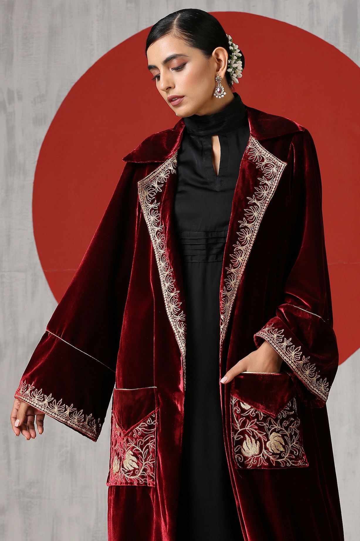 Velvet clearance embroidered coat