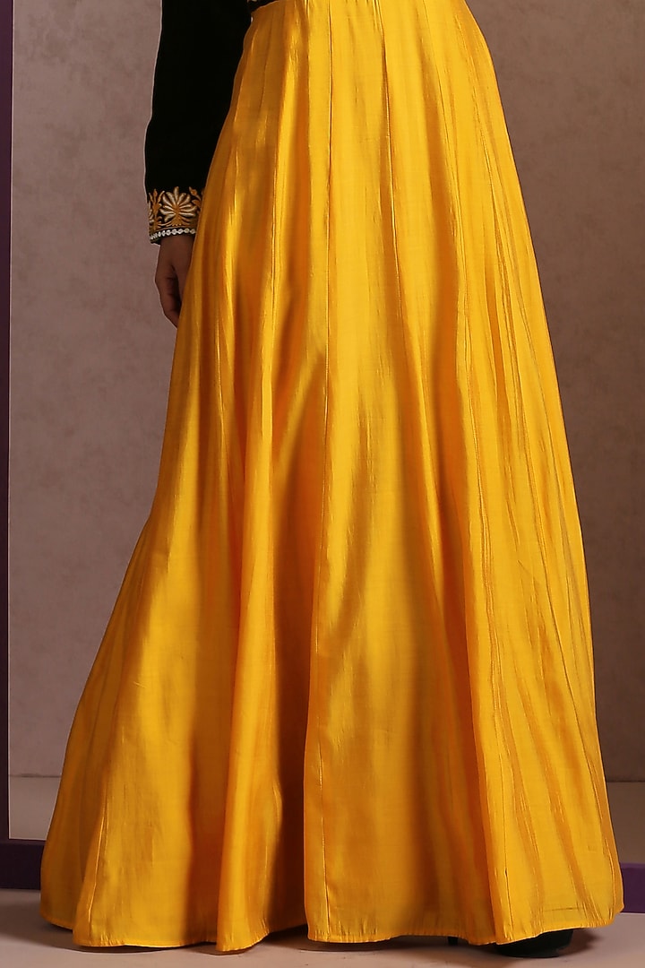 Yellow & Green Velvet Corset Party Wear Gown by Wazir C at Pernia's Pop Up Shop