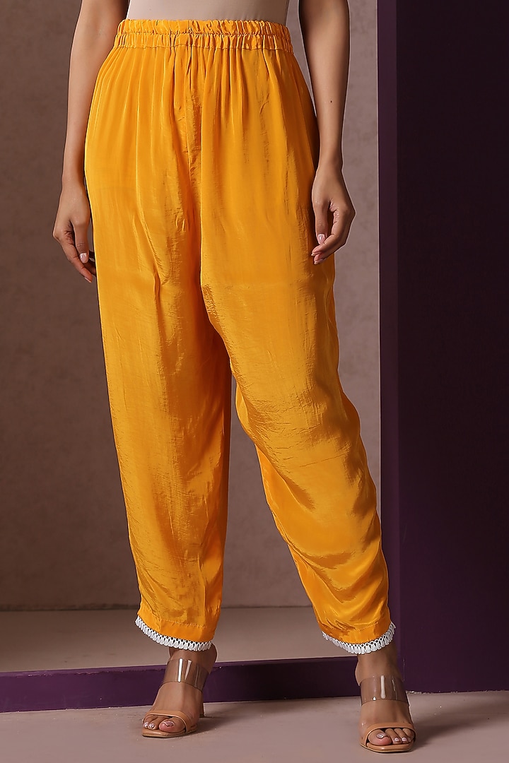 Mustard Crepe Embroidered Kaftan Set by Wazir C at Pernia's Pop Up Shop