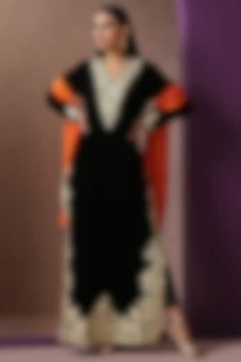 Black Velvet Embroidered Tunic Set by Wazir C at Pernia's Pop Up Shop