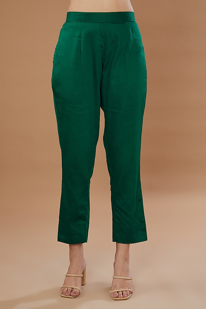 Bottle Green Organza Embroidered Kurta Set by Wazir C at Pernia's Pop Up Shop