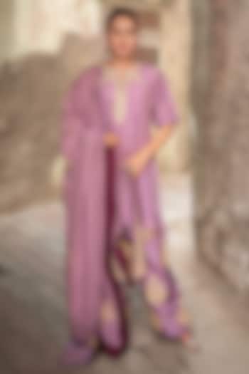 Purple Silk Kashmiri Tilla Embroidered Kurta Set by Wazir C at Pernia's Pop Up Shop