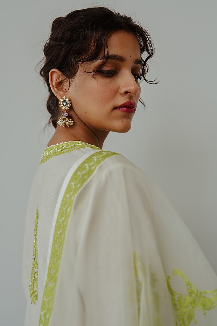 Ivory Chanderi Handloom Wedding Sharara Set by Wabi Sabi at Pernia's Pop Up Shop