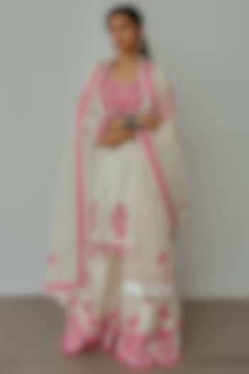 Ivory Chanderi Handloom Wedding Sharara Set by Wabi Sabi at Pernia's Pop Up Shop