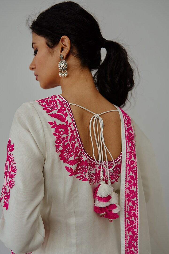 Ivory Chanderi Handloom Wedding Sharara Set by Wabi Sabi at Pernia's Pop Up Shop
