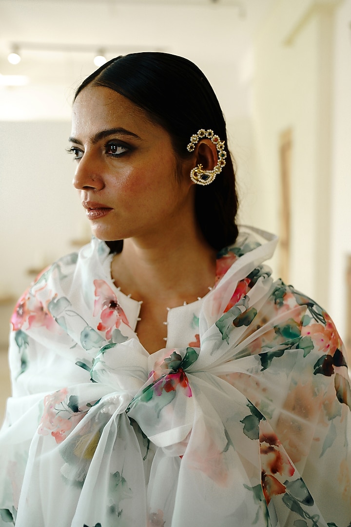 White Georgette Flared Wedding Sharara Set by Wabi Sabi at Pernia's Pop Up Shop