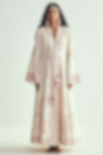 Ivory Chanderi Aari Embroidered Bridal Anarkali With Jacket by Wabi Sabi at Pernia's Pop Up Shop