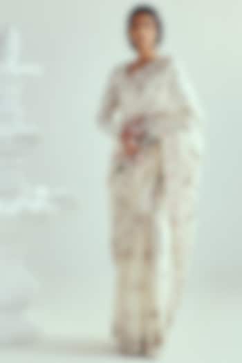 Ivory Organza Resham Embroidered Reception Saree Set by Wabi Sabi at Pernia's Pop Up Shop