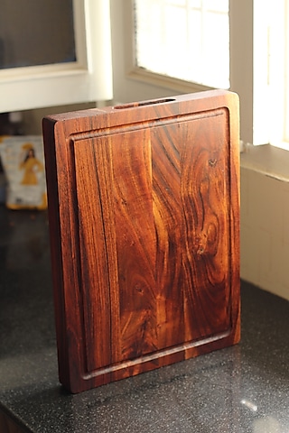 Brown Acacia Wood Hand Carved Cutting Board by Wood Chop