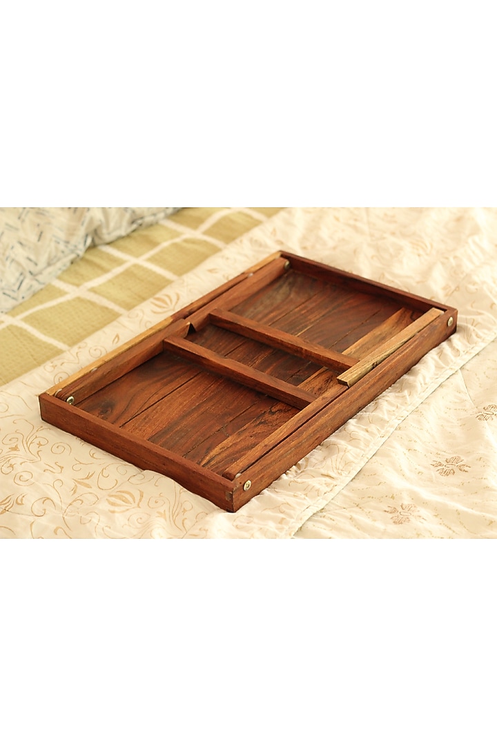 Brown Acacia Wood Foldable Portable Table by Wood Chop at Pernia's Pop Up Shop