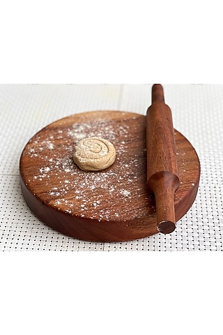 Brown Acacia Wood Chakla Belan Set by Wood Chop