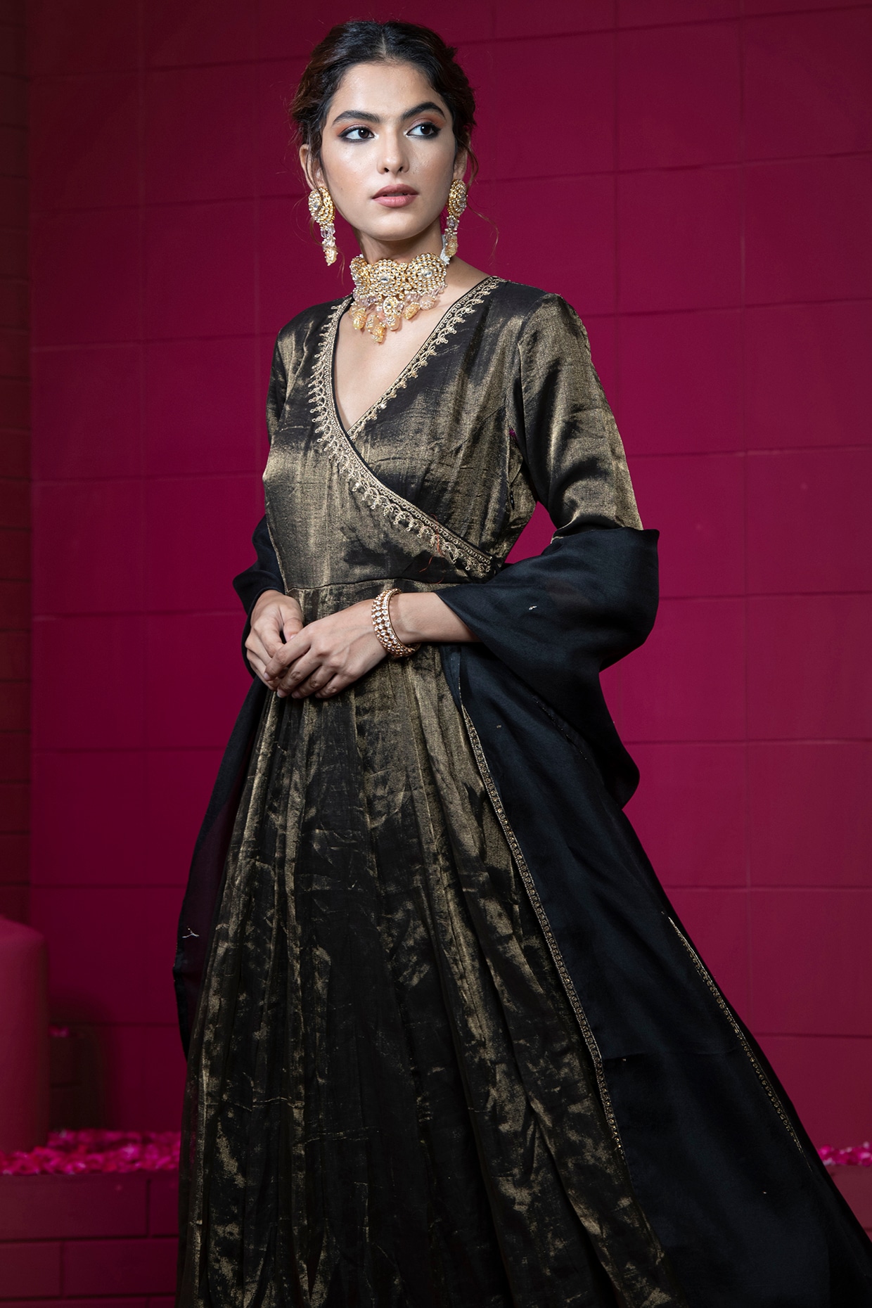 Black and gold store anarkali