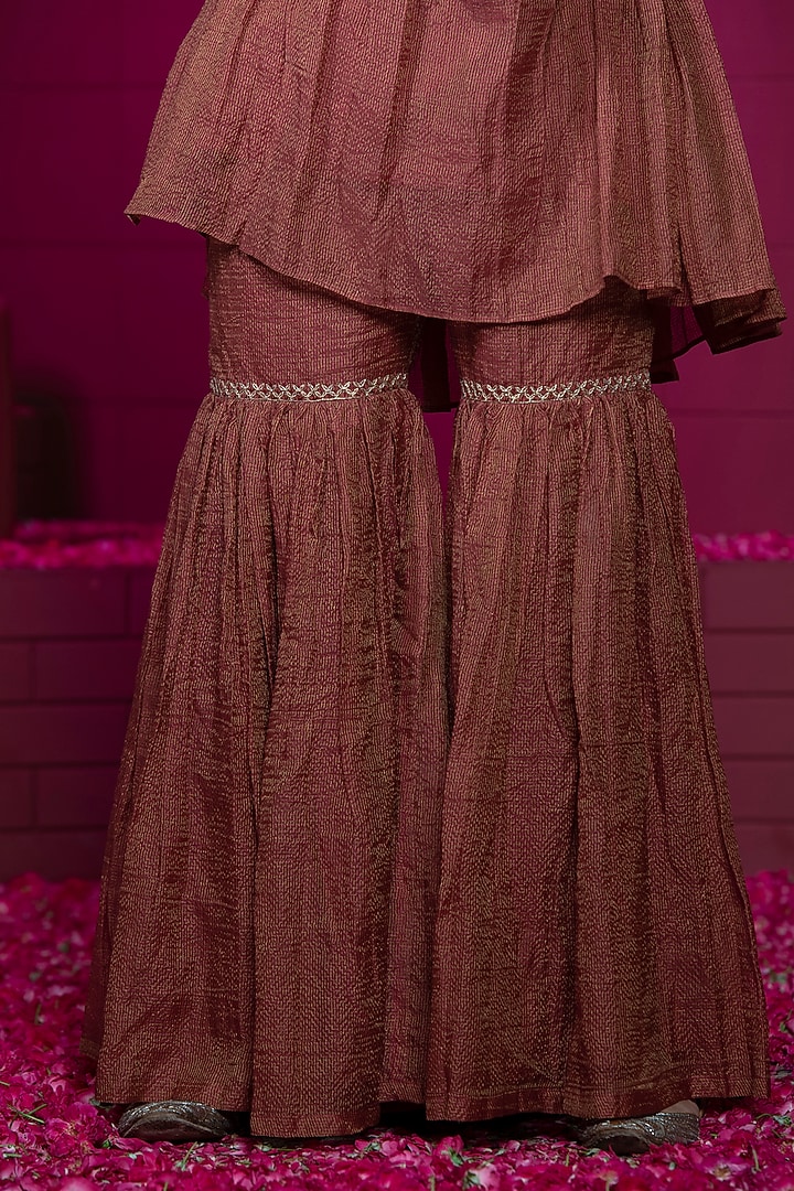 Maroon Tissue Chanderi Gharara Set by Weaverstory at Pernia's Pop Up Shop
