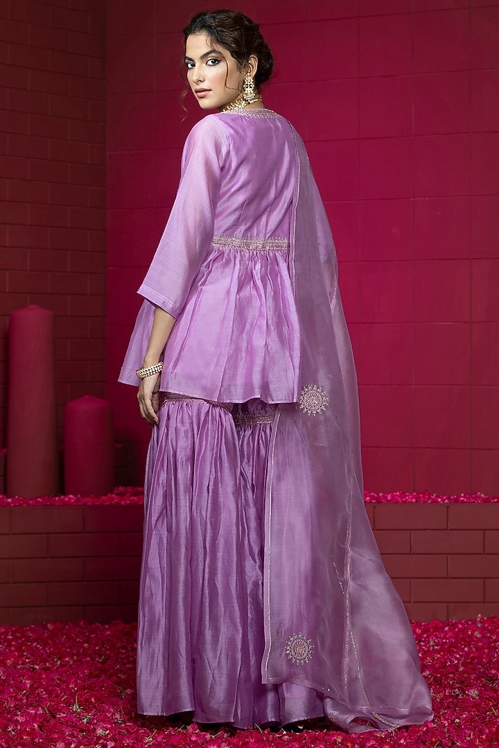 Lavender Chanderi Gharara Set by Weaverstory at Pernia's Pop Up Shop