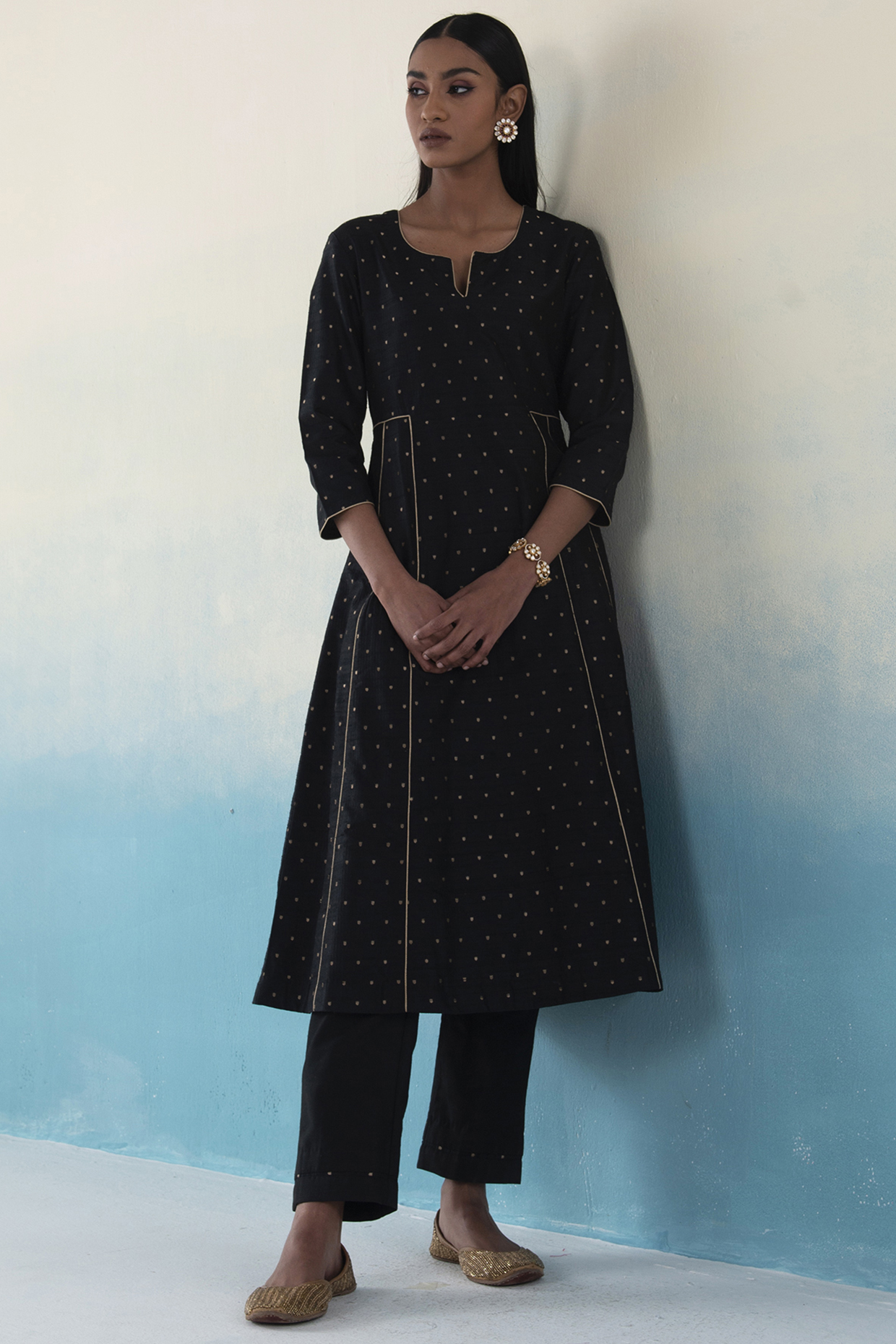 Gubbaro Handpainted Madhubani Prakriti Tussar Silk Kurta  Okhaistore