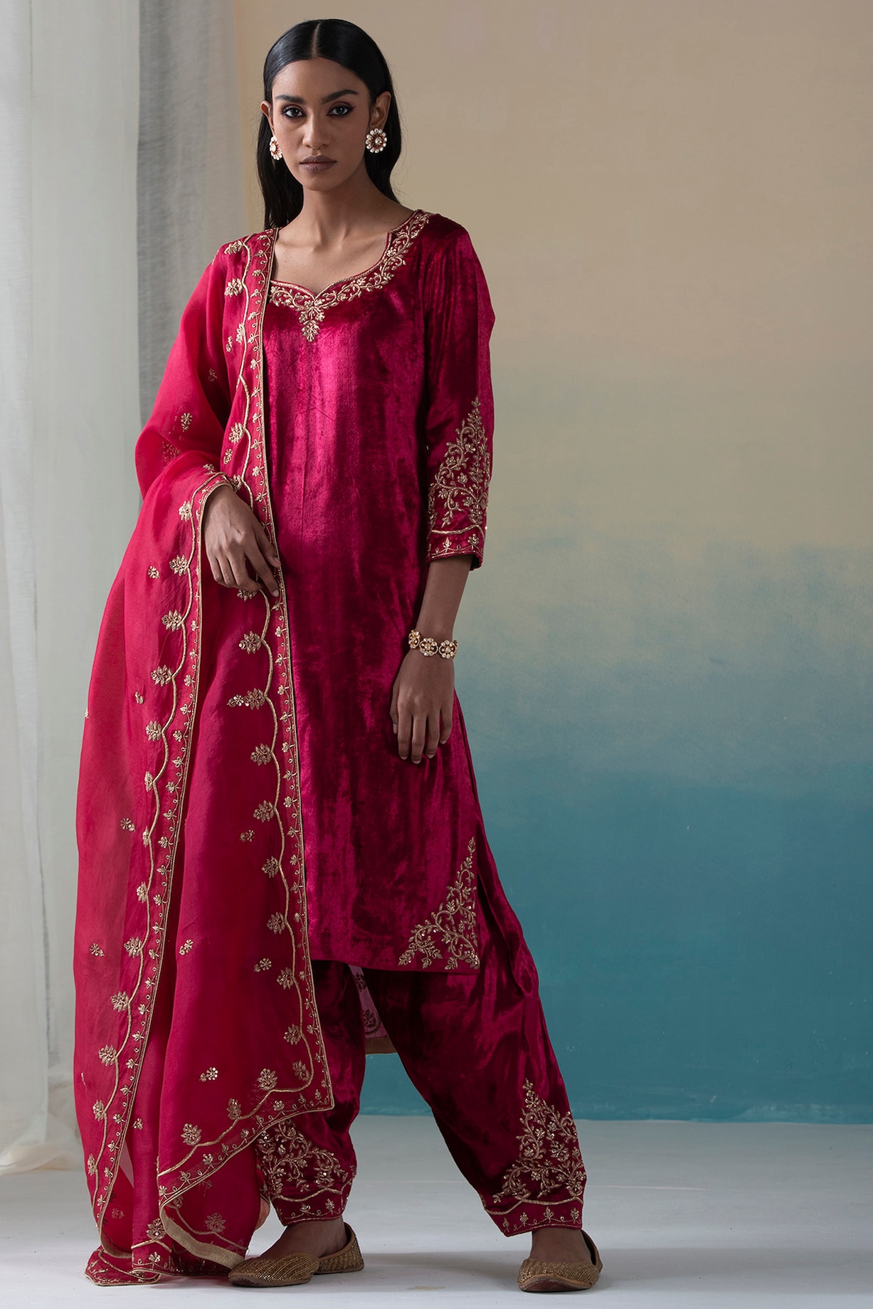 Juhi Maroon Kurta With Crewel Embroidery