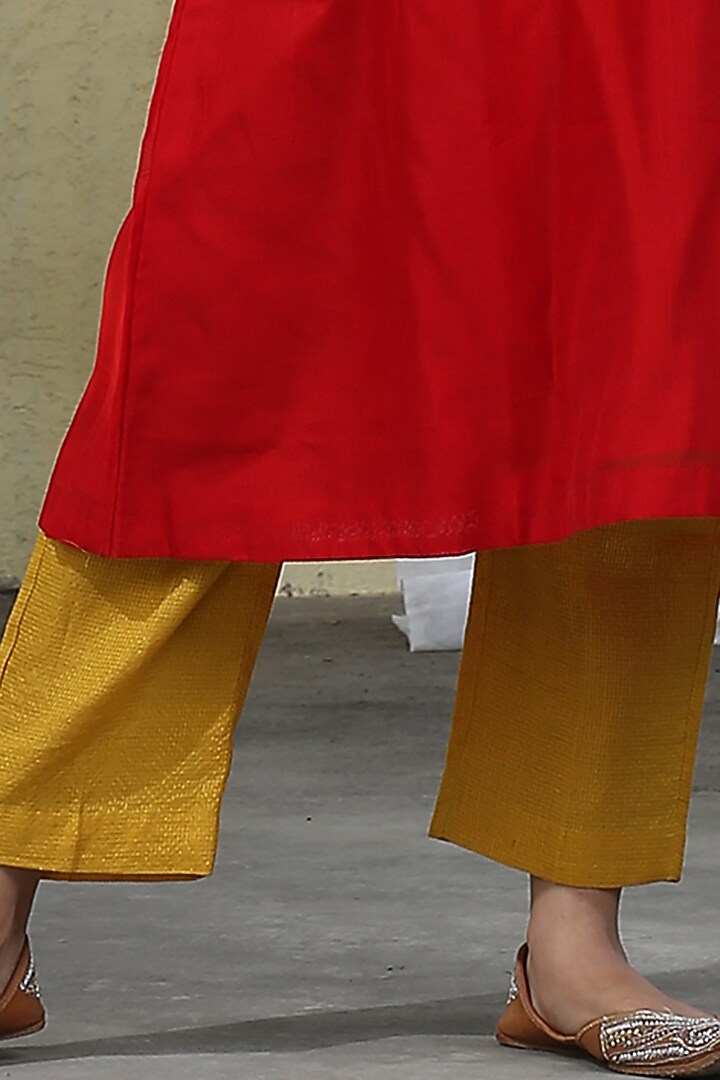 Red Zardosi Kurta Set by Weaverstory at Pernia's Pop Up Shop