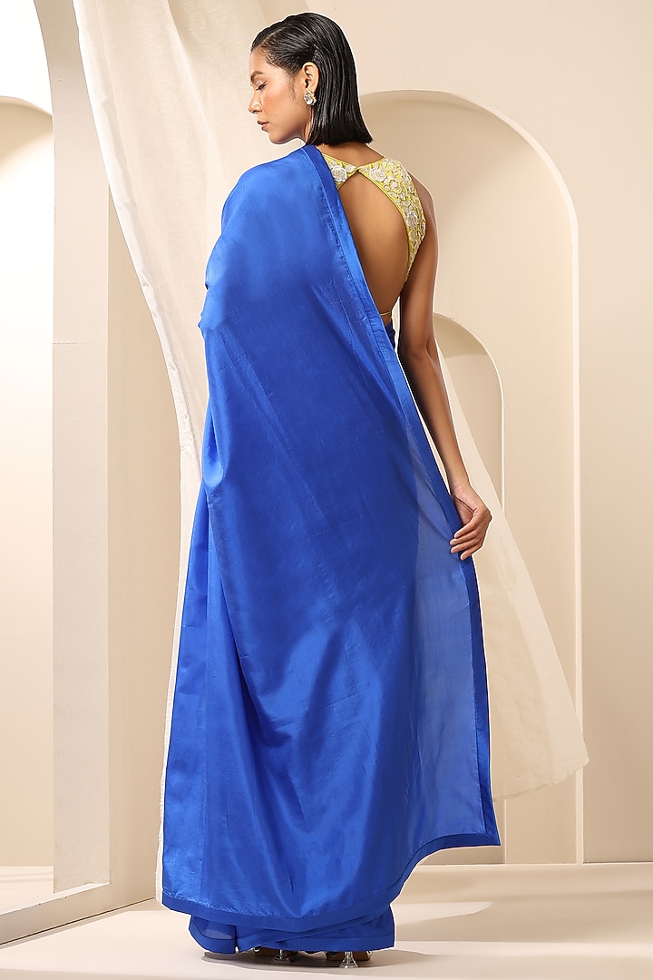 Royal Blue Pure Silk Handcrafted Party Wear Saree by Weaverstory at Pernia's Pop Up Shop