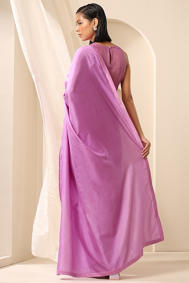 Lavender Pure Silk Handcrafted Party Wear Saree by Weaverstory at Pernia's Pop Up Shop