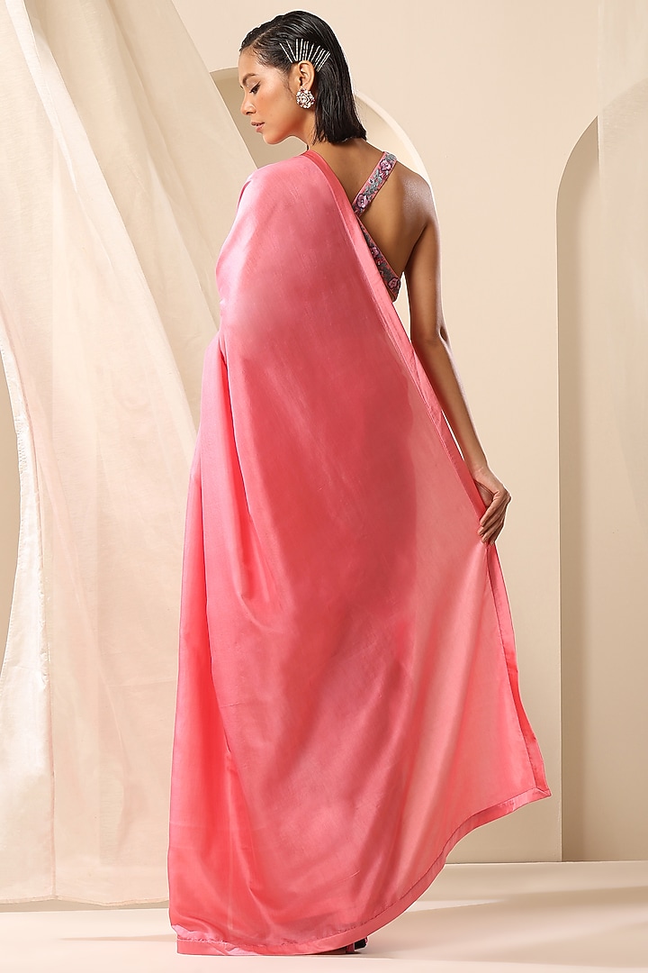 Pink Pure Silk Handcrafted Party Wear Saree by Weaverstory at Pernia's Pop Up Shop