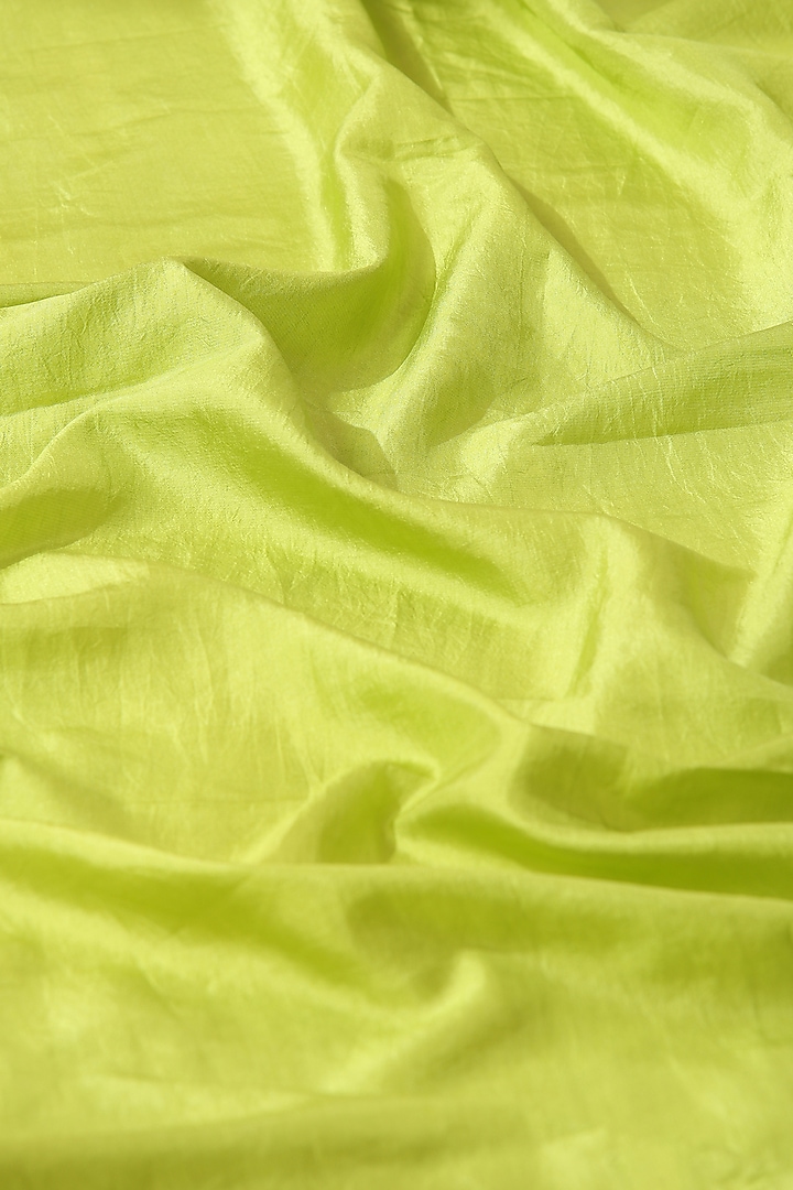 Lime Green Pure Silk Party Wear Saree by Weaverstory at Pernia's Pop Up Shop