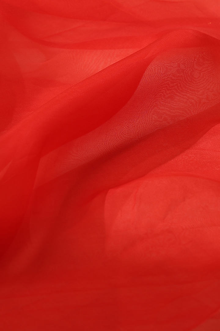 Crimson Red Pure Organza Party Wear Saree by Weaverstory at Pernia's Pop Up Shop