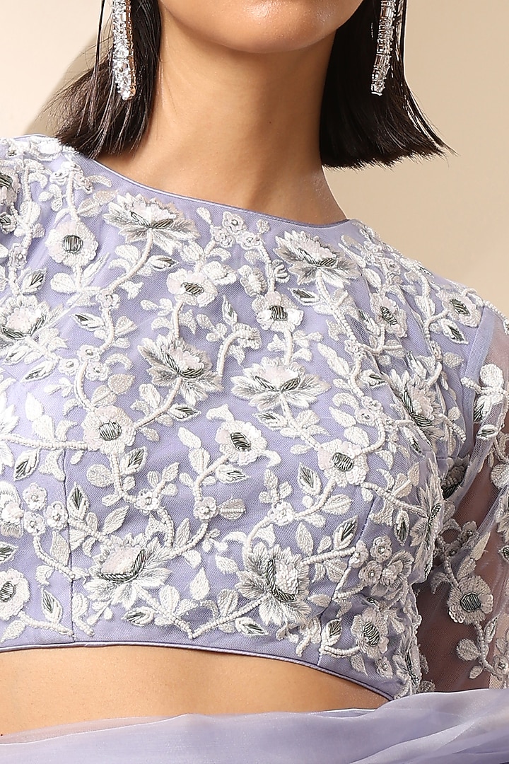 Veri Peri Net Beads Hand Embroidered Blouse by Weaverstory at Pernia's Pop Up Shop