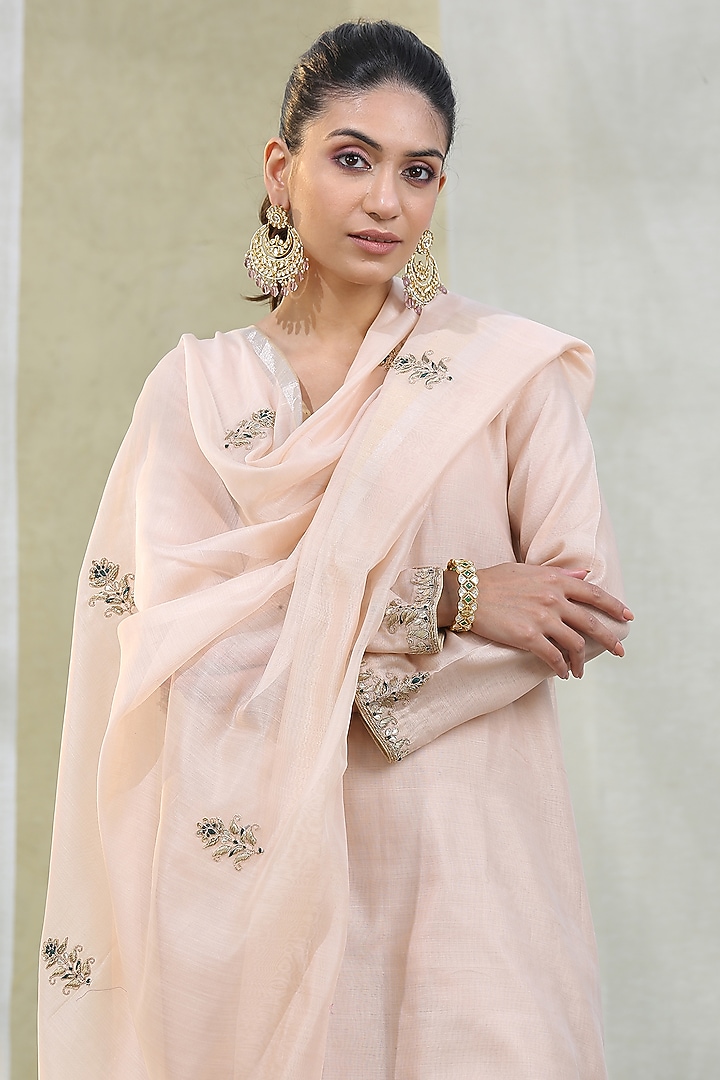 Diamond Embroidered Dupatta Peach main image 0