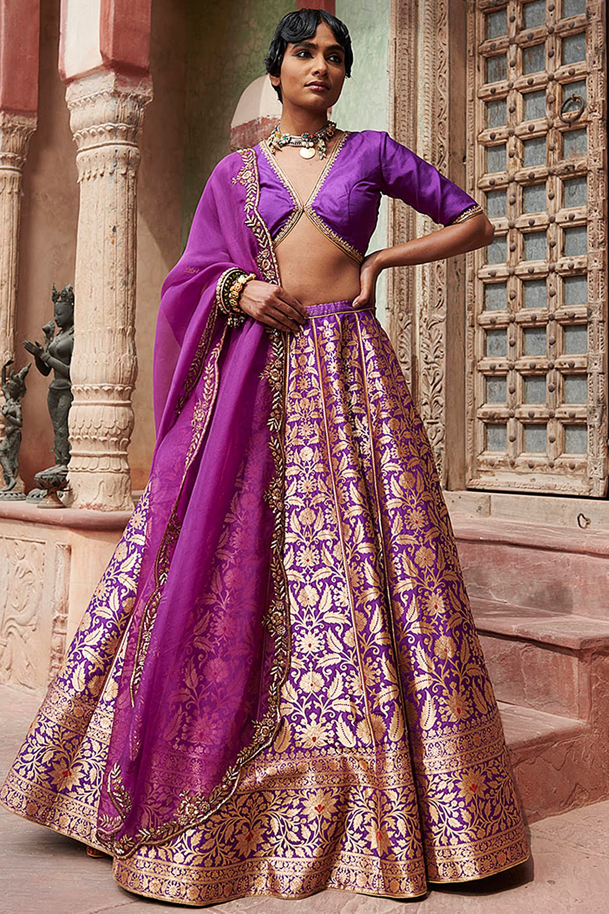 Buy online Banarasi Lehenga Choli With Dupatta Set from ethnic wear for  Women by Fabcartz for ₹1199 at 81% off | 2024 Limeroad.com
