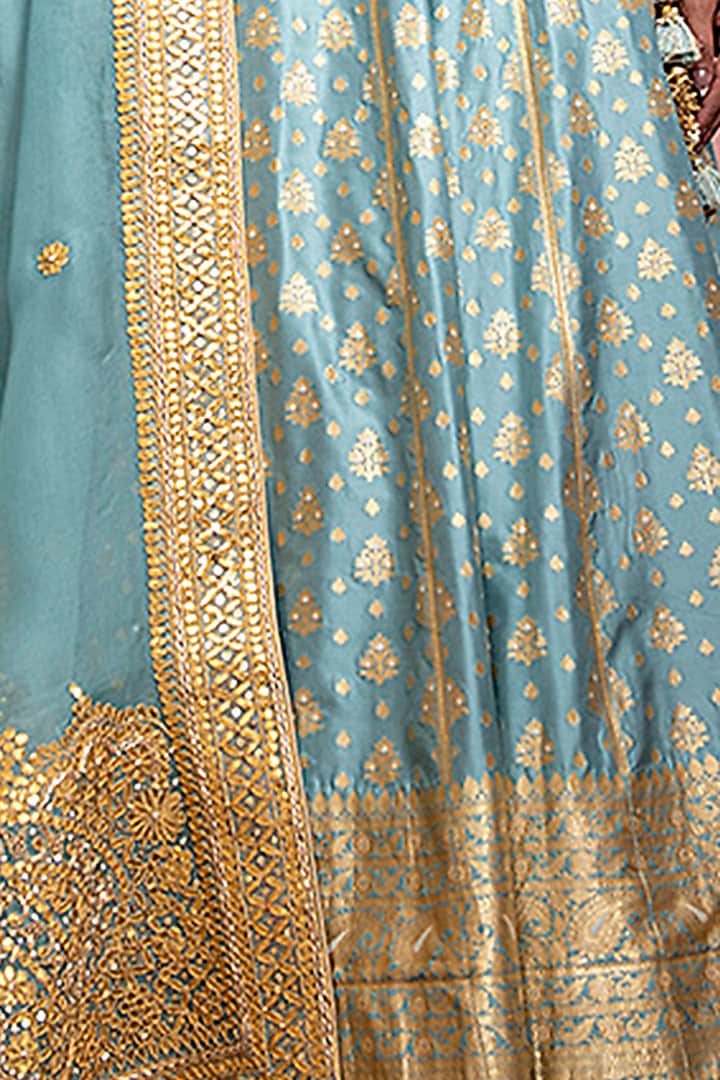 Pigeon Blue Handloom Bridal Lehenga Set by Weaverstory at Pernia's Pop Up Shop
