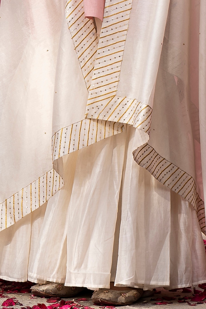 Off-White Chanderi Silk Party Wear Sharara Set by Weaverstory at Pernia's Pop Up Shop
