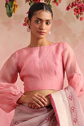 Pink Organza Blouse by Weaverstory