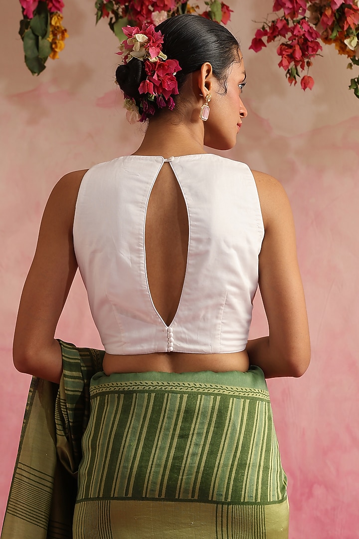 White Cotton Silk Blouse by Weaverstory at Pernia's Pop Up Shop