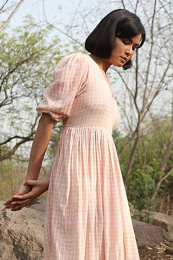 White Cotton Double Gauze Hand Block Printed Summer Dress by Weaverstory at Pernia's Pop Up Shop
