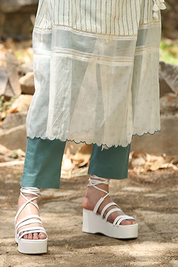 Turquoise Blue Cotton Co-Ord Set by Weaverstory at Pernia's Pop Up Shop