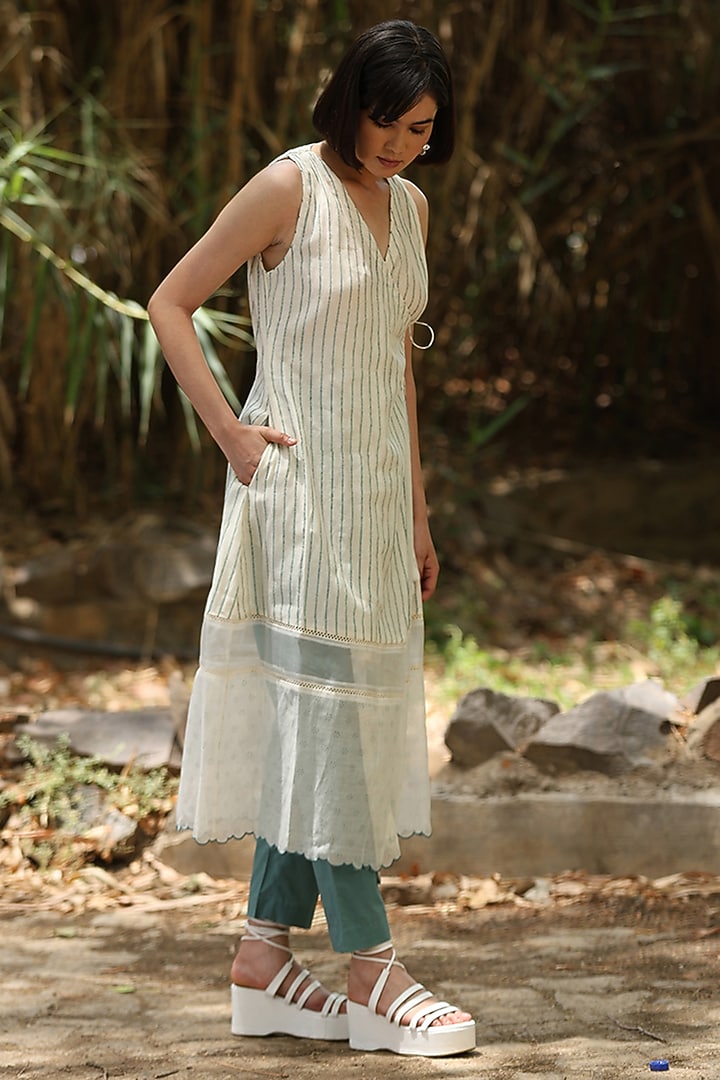Turquoise Blue Cotton Co-Ord Set by Weaverstory at Pernia's Pop Up Shop