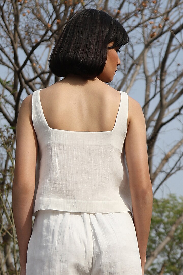 White Cotton Double Gauze Top by Weaverstory at Pernia's Pop Up Shop