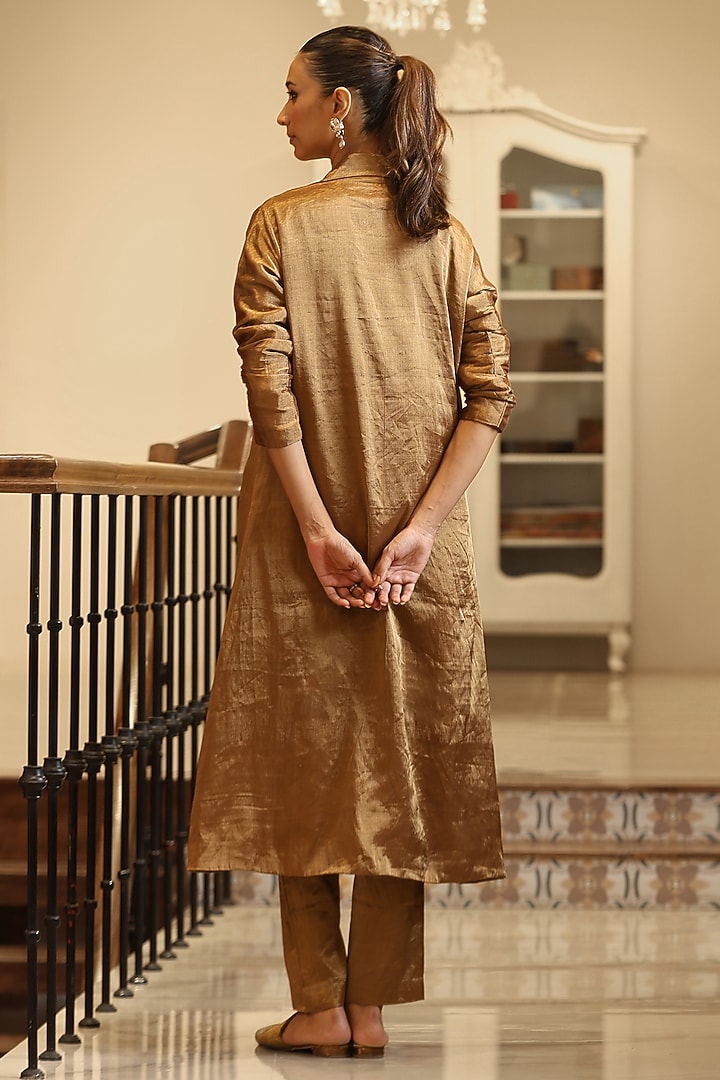 Golden Handloom Tissue Jacket Set by Weaverstory at Pernia's Pop Up Shop