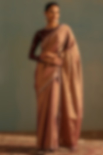 Purple & Gold Tissue Silk Hand Embroidered Party Wear Saree by Weaverstory at Pernia's Pop Up Shop