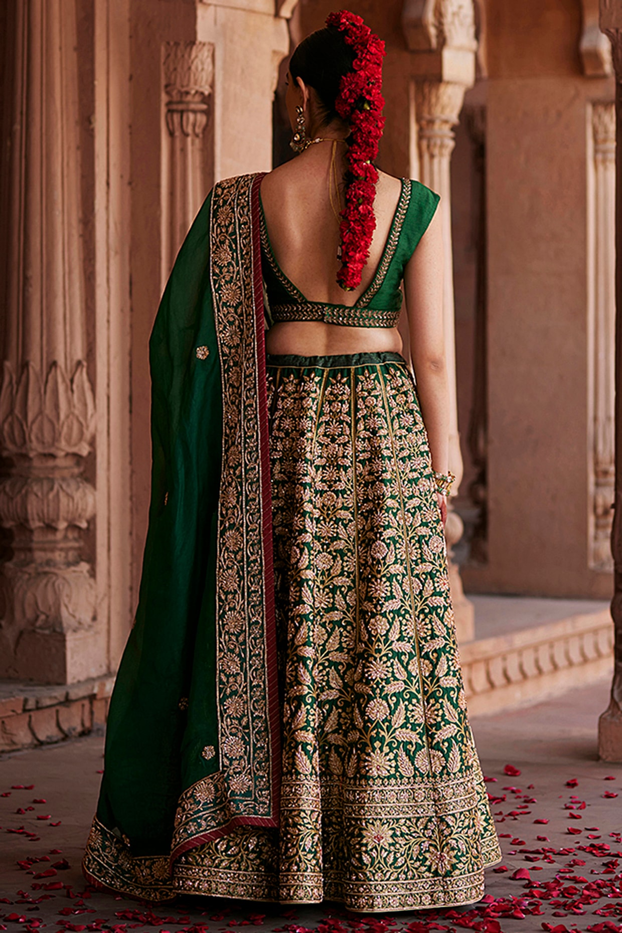 Emerald Green Bridal Lehenga | WaliaJones