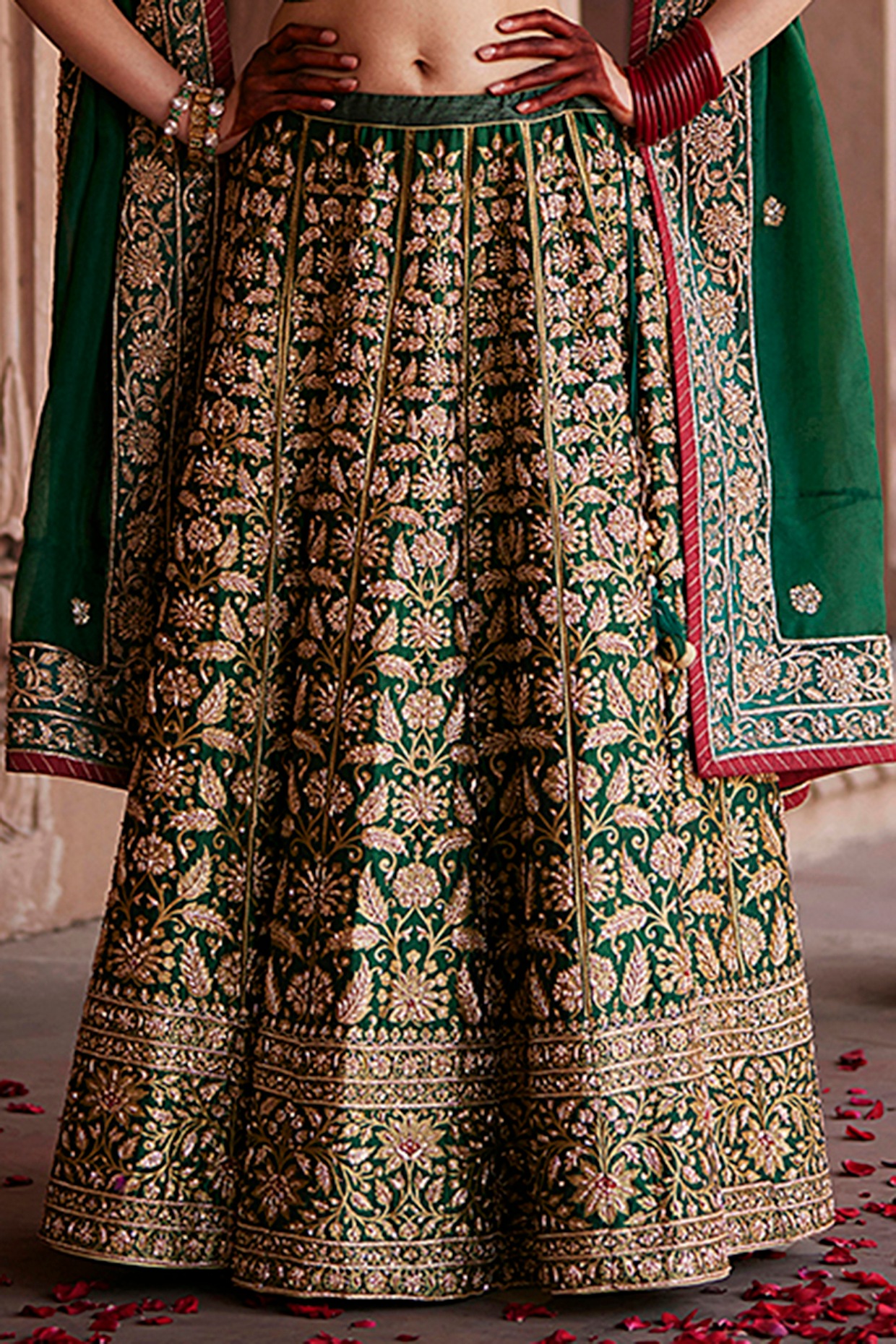 Emerald Green Sequin Lehenga Set – Studio East6