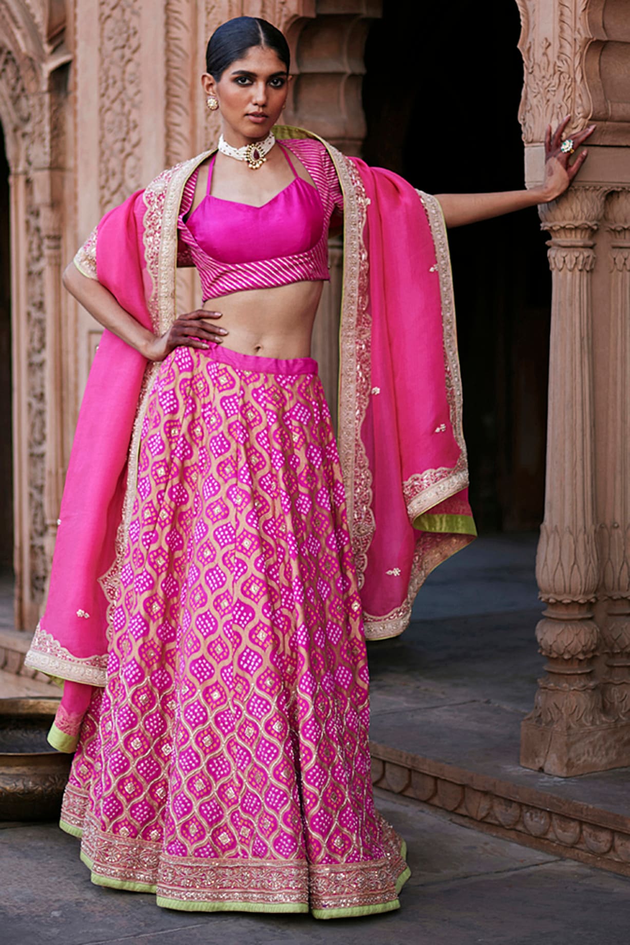 Dark Pink Georgette Lehenga Choli with Coding and Sequence w