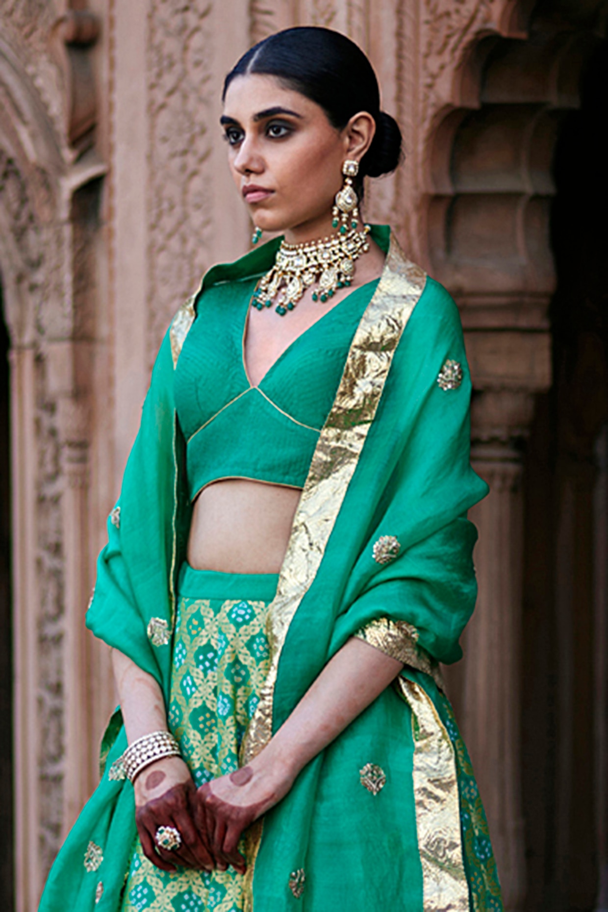 Photo of Sangeet bridal look in light green lehenga