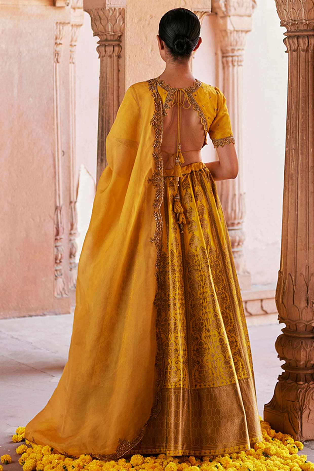 Light Yellow Brocade Indian Lehenga Saree For #Engagement #Lehenga #Style # Saree #nikvik #usa #designer #australia… | Fancy sarees, Indian party wear,  Saree designs