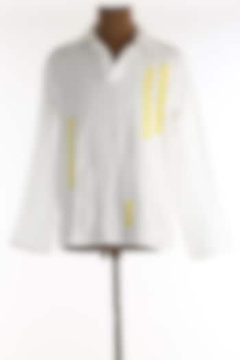 White Linen Party Wear Shirt With Full Sleeves by Wendell Rodricks Men at Pernia's Pop Up Shop