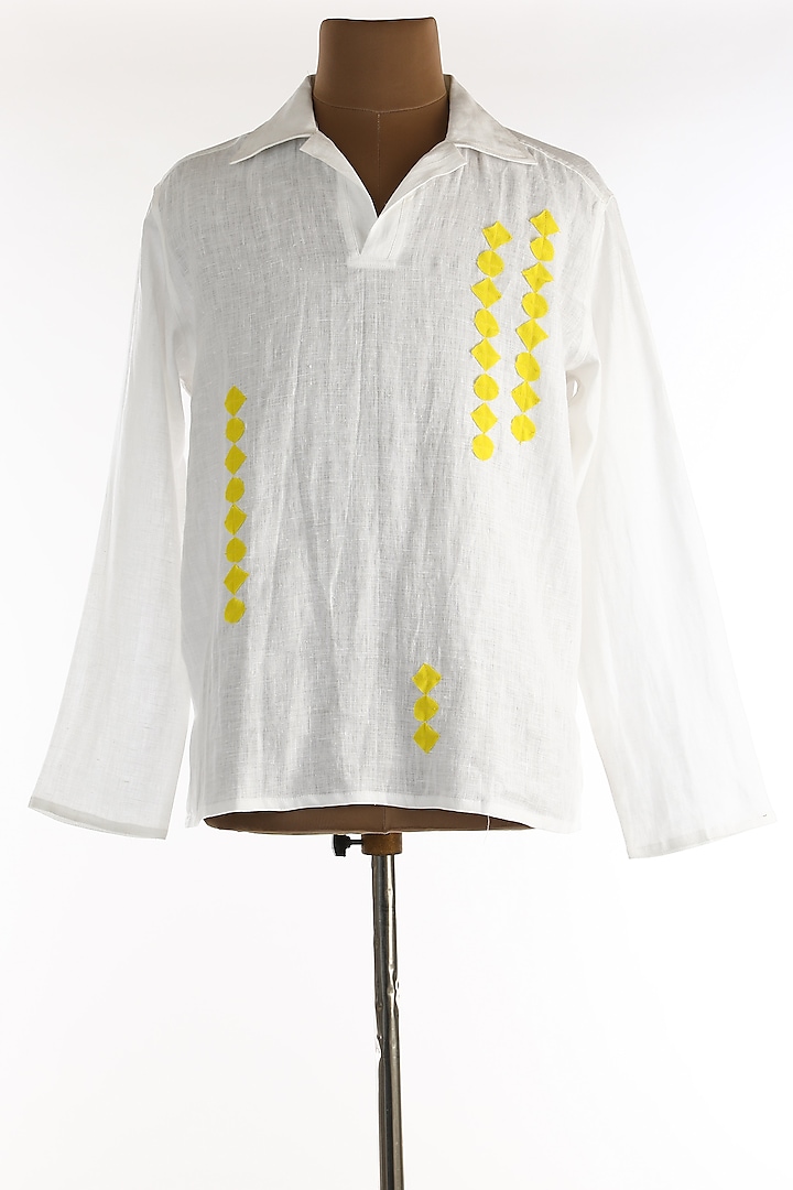 White Linen Shirt With Full Sleeves by Wendell Rodricks Men