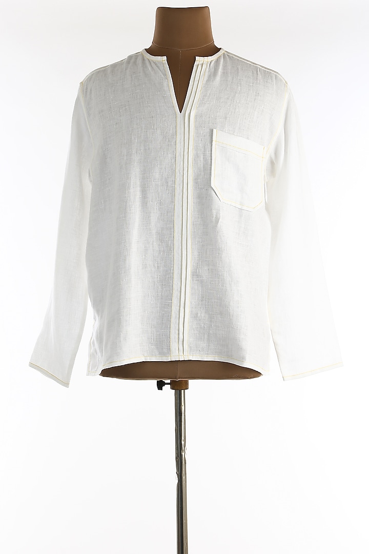White Full Sleeves Shirt by Wendell Rodricks Men