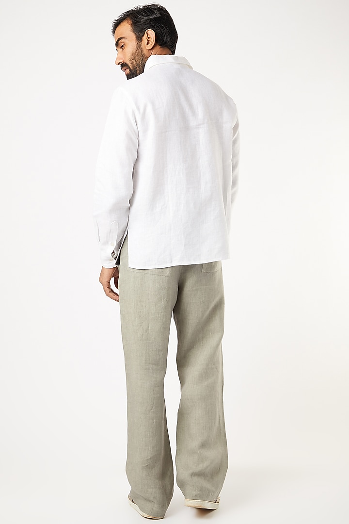 White Party Wear Shirt With Ladder Seam Detail by Wendell Rodricks Men at Pernia's Pop Up Shop
