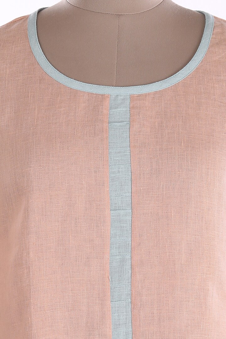 Peach & Blue Linen Tunic by Wendell Rodricks at Pernia's Pop Up Shop